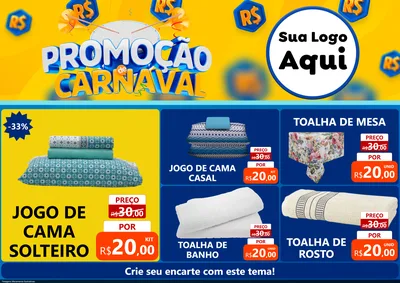 Modelo de Encarte para Encarte A4 Horizontal com o tema Promoção de Carnaval para Cama, Mesa e Banho