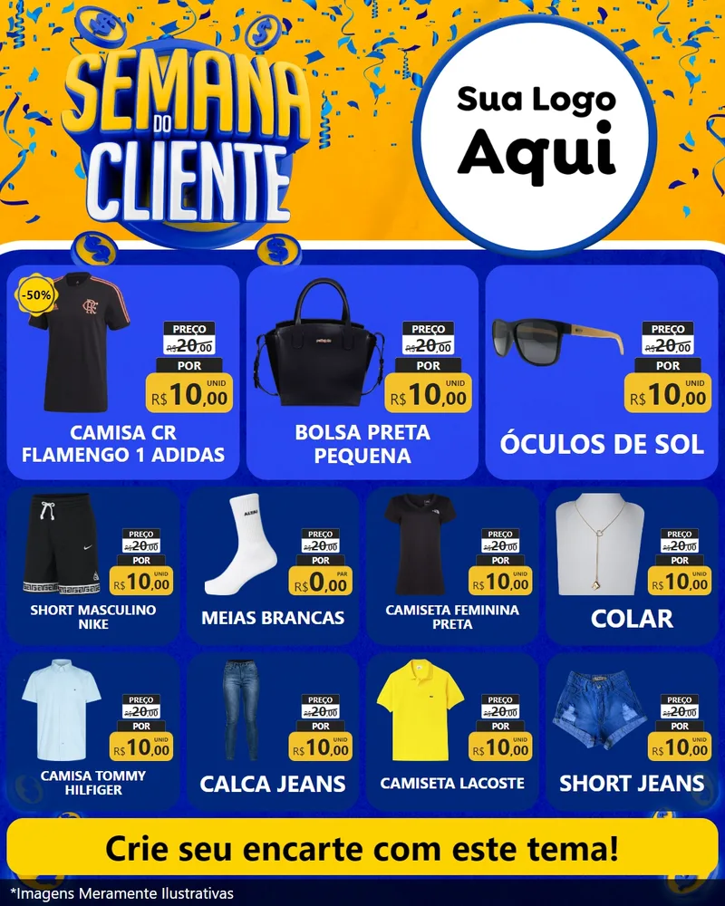 Modelo de Rede Social para Feed Instagram com o tema Semana do Cliente para Roupas e acessórios