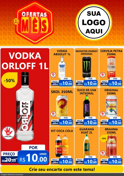 Modelo de Encarte para Encarte A4 Vertical com o tema Ofertas do Mês para Distribuidora de bebidas