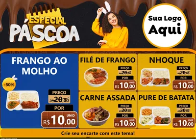 Modelo de Encarte para Encarte A4 Horizontal com o tema Especial Páscoa para Restaurante