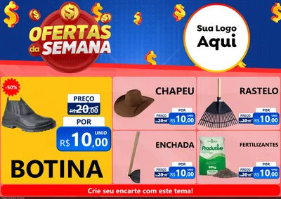 Modelo de Encarte para Encarte A4 Horizontal com o tema Ofertas Da Semana para Agropecuária