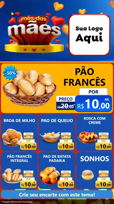 Modelo de Rede Social para Stories com o tema Mês das Mães para Padaria