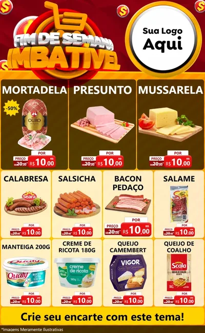 Modelo de Encarte para Encarte Grande com o tema Fim de Semana Imbatível para Frios e Laticínios