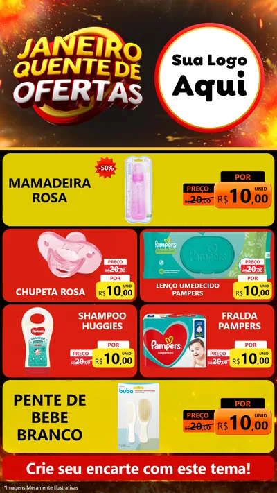 Modelo de TV para TV Vertical com o tema Janeiro Quente de Ofertas para Bebês