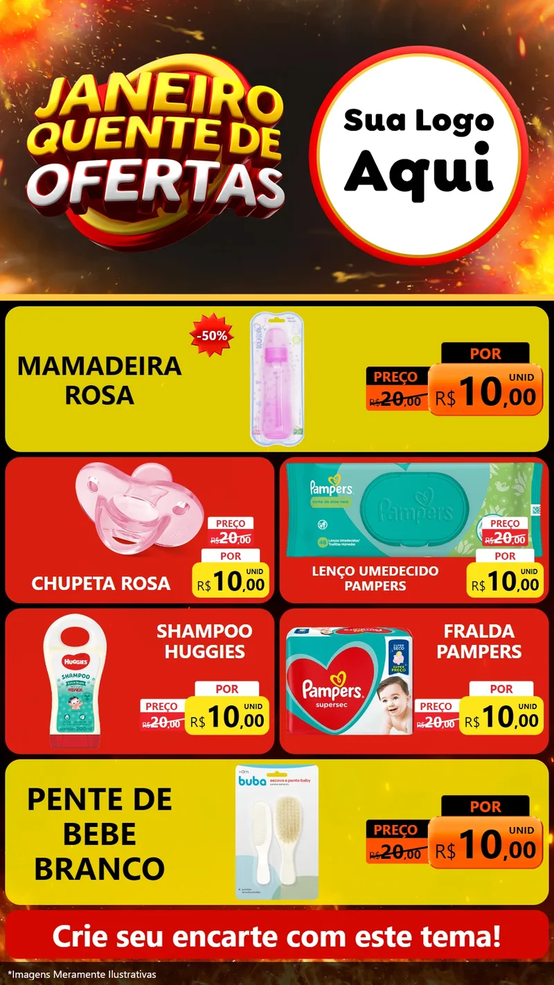 Modelo de TV para TV Vertical com o tema Janeiro Quente de Ofertas para Bebês