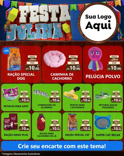 Modelo de Rede Social para Feed Instagram com o tema Festa Julina para Pet Shop