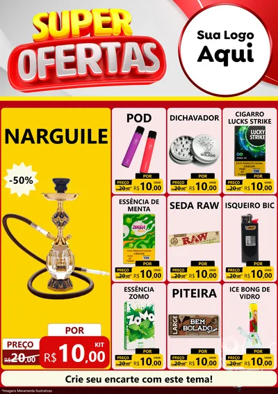 Modelo de Encarte para Encarte A4 Vertical com o tema Super Ofertas para Tabacaria