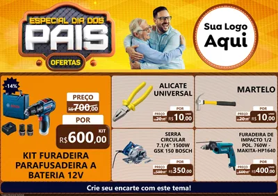 Modelo de Encarte para Encarte A4 Horizontal com o tema Especial Dia dos Pais para Maquinas e Ferramentas