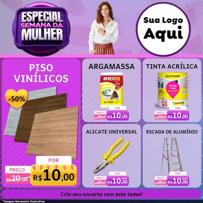 Modelo de Rede Social para Feed Facebook com o tema Especial Semana da Mulher para Material para Construção