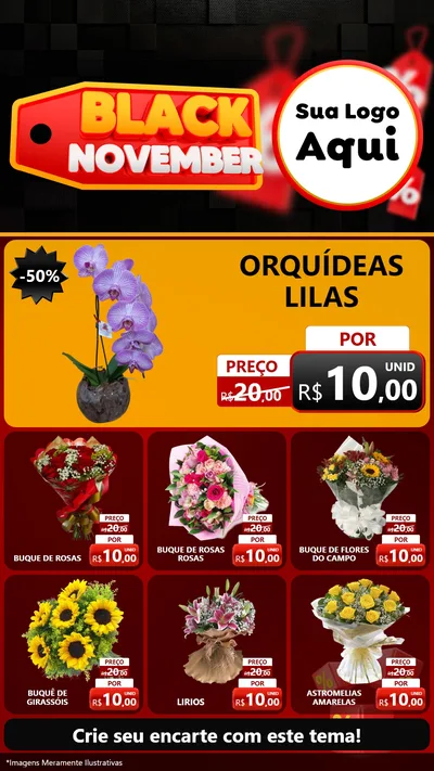Modelo de Rede Social para Stories com o tema Black November para Floricultura e jardim