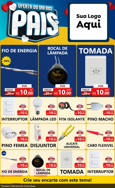 Modelo de Encarte para Encarte Grande com o tema Oferta Do Dia Dos Pais para Materiais Elétricos