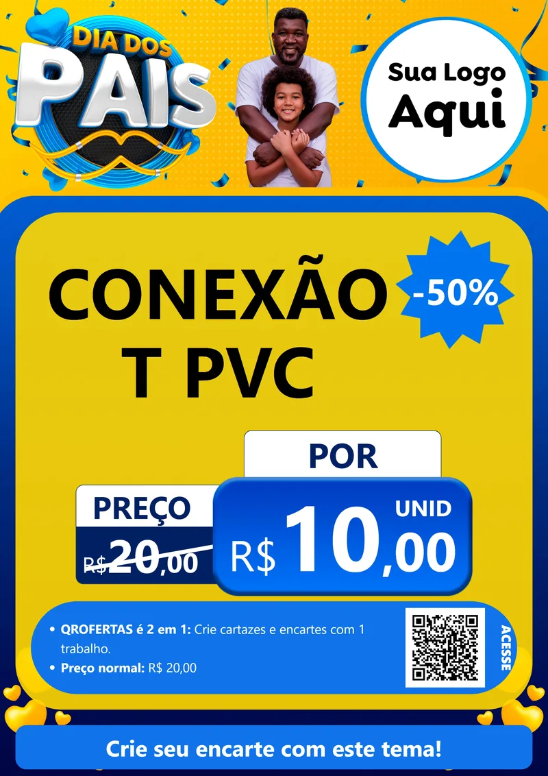 Modelo de Cartaz para Cartaz A4 Vertical com o tema Dia dos Pais para Tubos e conexões