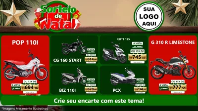 Modelo de TV para TV Horizontal com o tema Sorteio de Natal para Concessionaria de Motos