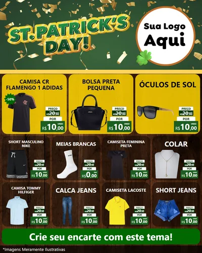 Modelo de Rede Social para Feed Instagram com o tema St Patriks Day para Roupas e acessórios
