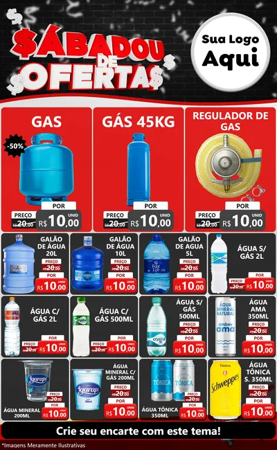 Modelo de Encarte para Encarte Grande com o tema Sabadou de Ofertas para Água e gás