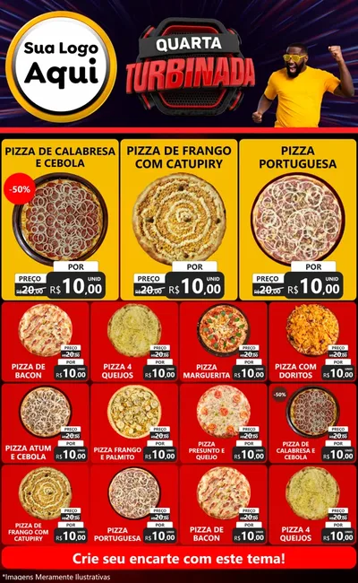 Modelo de Encarte para Encarte Grande com o tema Quarta Turbinada para Pizzaria