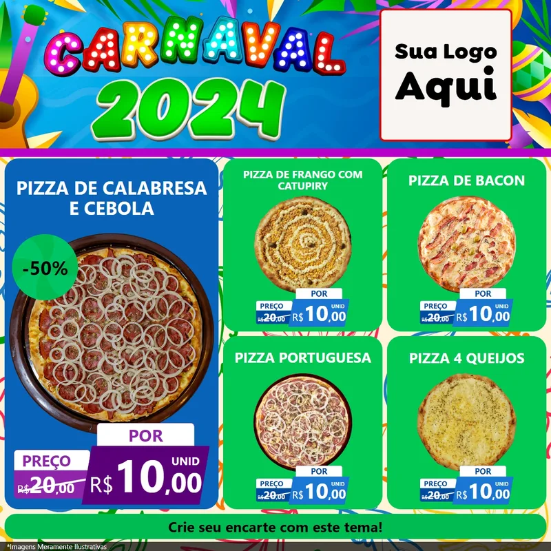 Modelo de Rede Social para Feed Facebook com o tema Carnaval 2027 para Pizzaria