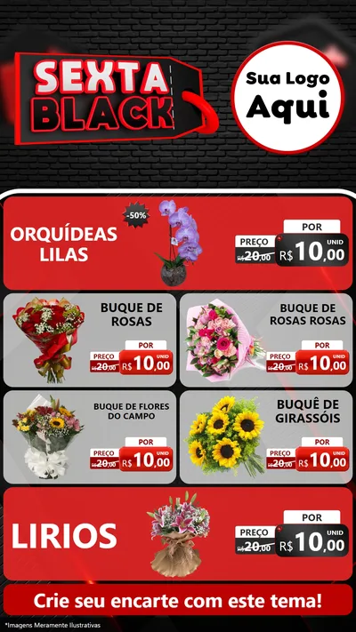 Modelo de TV para TV Vertical com o tema Sexta Black para Floricultura e jardim