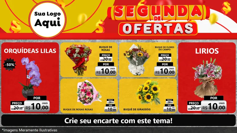 Modelo de TV para TV Horizontal com o tema Segunda de Ofertas para Floricultura e jardim