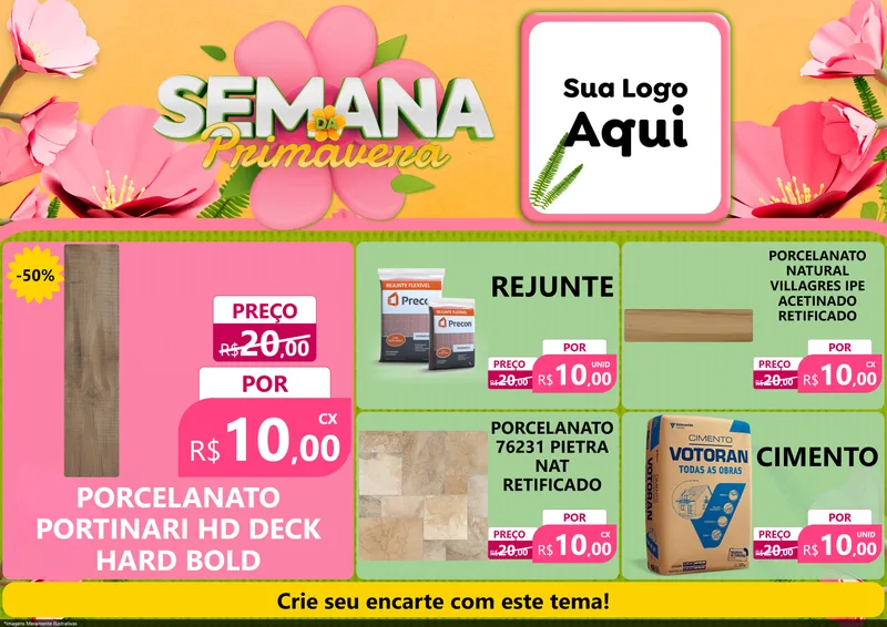 Modelo de Encarte para Encarte A4 Horizontal com o tema Semana da Primavera para Pisos e revestimentos