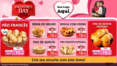 Modelo de TV para TV Horizontal com o tema Valentine's Day para Padaria