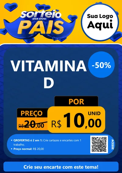Modelo de Cartaz para Cartaz A4 Vertical com o tema Sorteio Dia dos Pais para Farmácia