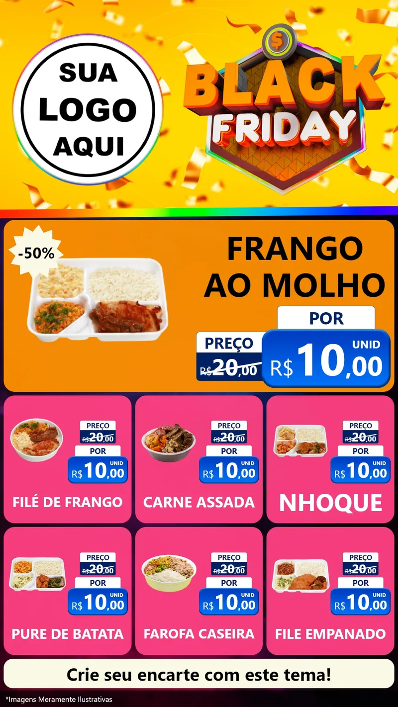 Modelo de Rede Social para Stories com o tema Black Friday para Restaurante