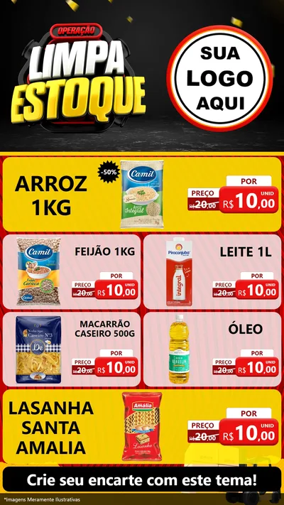 Modelo de TV para TV Vertical com o tema Operação Limpa Estoque para Supermercado