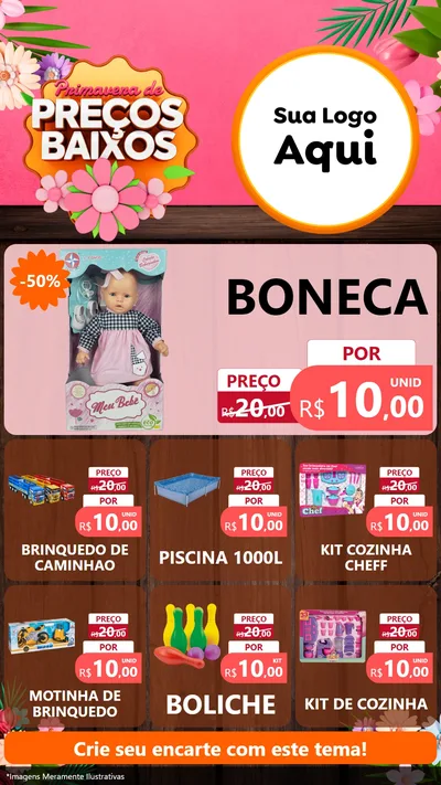 Modelo de Rede Social para Stories com o tema Primavera de Preços Baixos para Brinquedos