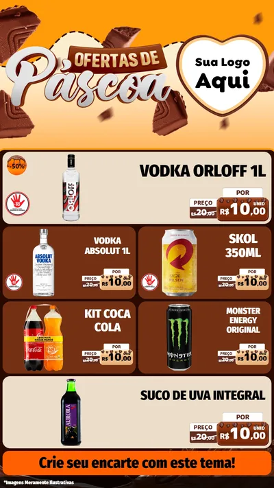 Modelo de TV para TV Vertical com o tema Ofertas de Páscoa para Distribuidora de bebidas