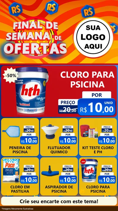 Modelo de Rede Social para Stories com o tema Final de Semana de Ofertas para Produtos para Piscina