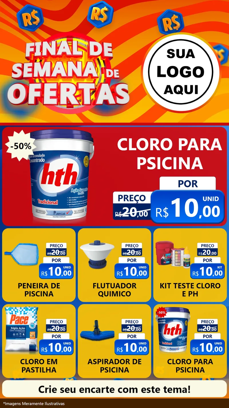Modelo de Rede Social para Stories com o tema Final de Semana de Ofertas para Produtos para Piscina
