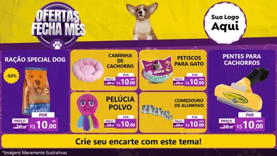 Modelo de TV para TV Horizontal com o tema Ofertas Fecha Mês - Pet Shop para Pet Shop