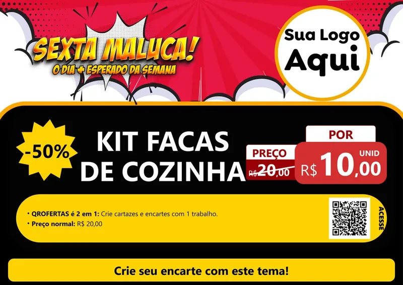 Modelo de Cartaz para Cartaz A4 Horizontal com o tema Sexta Maluca! para Utilidades Domésticas