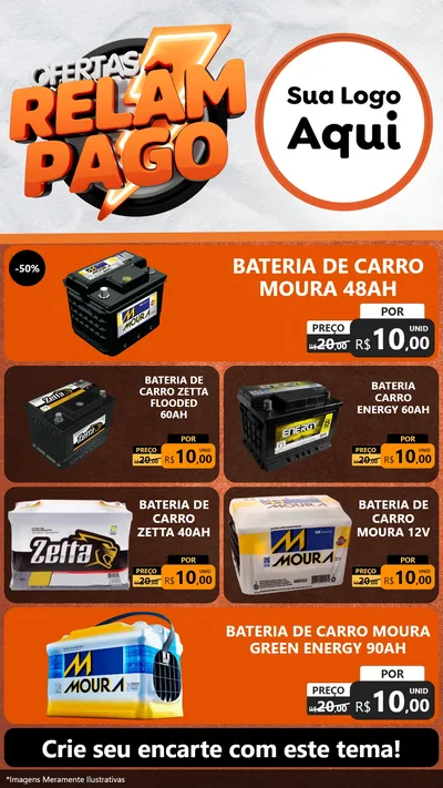 Modelo de TV para TV Vertical com o tema Ofertas Relâmpago - Moto / Auto para Baterias Elétricas