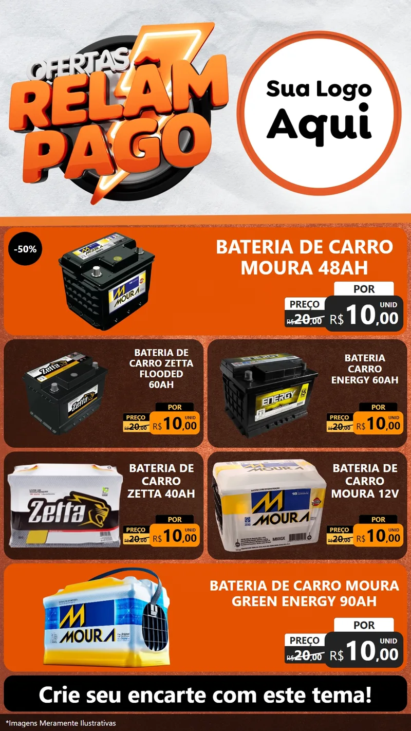 Modelo de TV para TV Vertical com o tema Ofertas Relâmpago - Moto / Auto para Baterias Elétricas