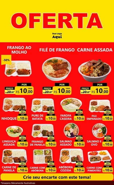 Modelo de Encarte para Encarte Grande com o tema OFERTA - Vermelho Cartaz para Restaurante