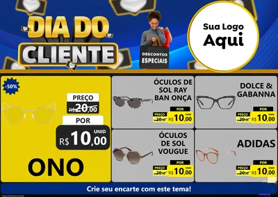Modelo de Encarte para Encarte A4 Horizontal com o tema Dia Do Cliente para Óticas