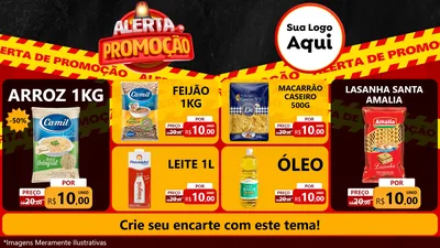 Modelo de TV para TV Horizontal com o tema Alerta de Promoção para Supermercado