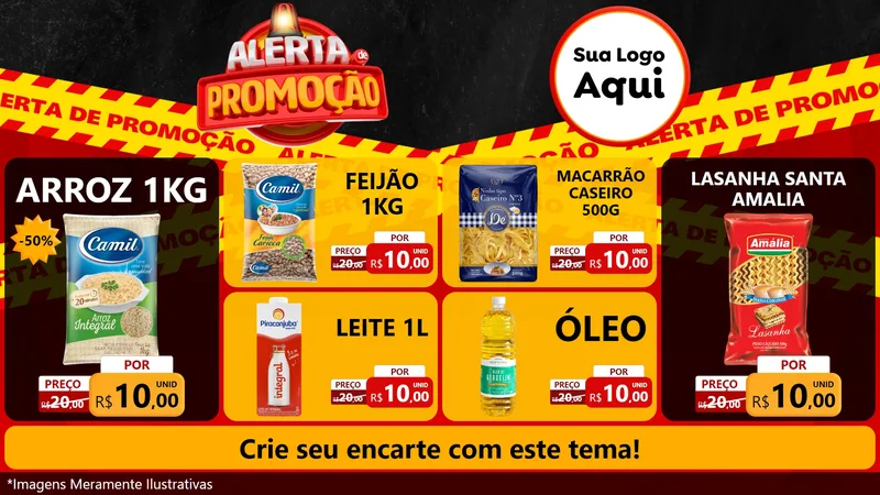 Modelo de TV para TV Horizontal com o tema Alerta de Promoção para Supermercado