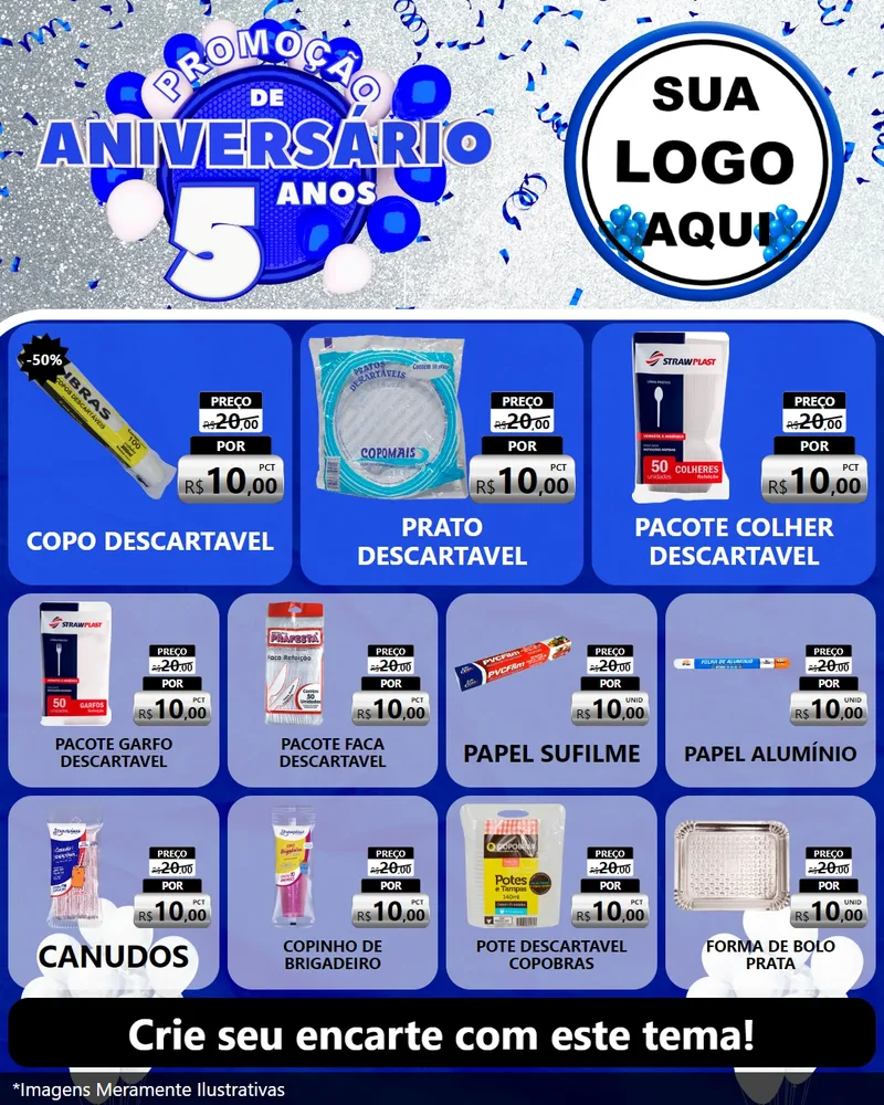 Modelo de Rede Social para Feed Instagram com o tema Promoção de Aniversário - 5 Anos para Embalagens