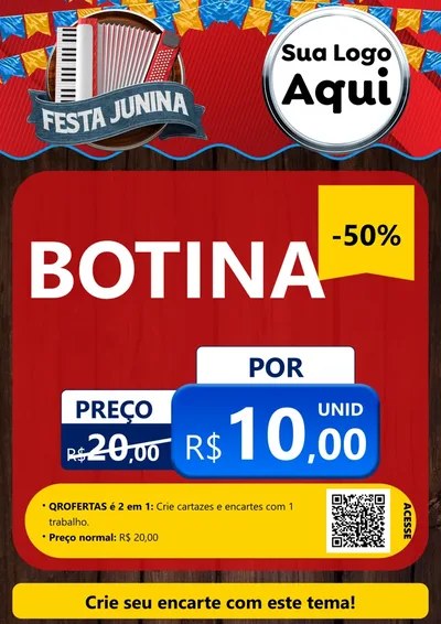 Modelo de Cartaz para Cartaz A4 Vertical com o tema Festa Junina para Agropecuária