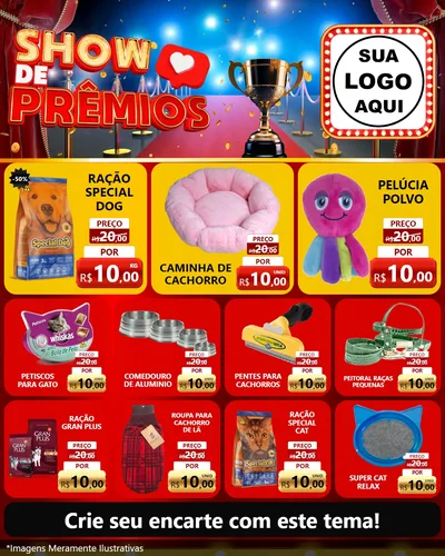 Modelo de Rede Social para Feed Instagram com o tema Show de Prêmios para Pet Shop