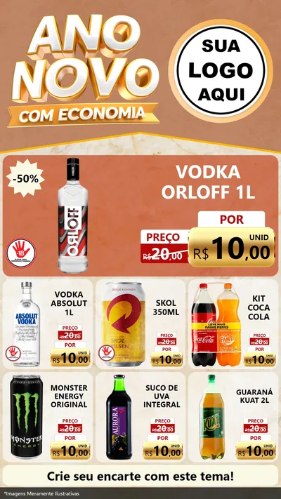 Modelo de Rede Social para Stories com o tema Ano Novo Com Economia para Distribuidora de bebidas