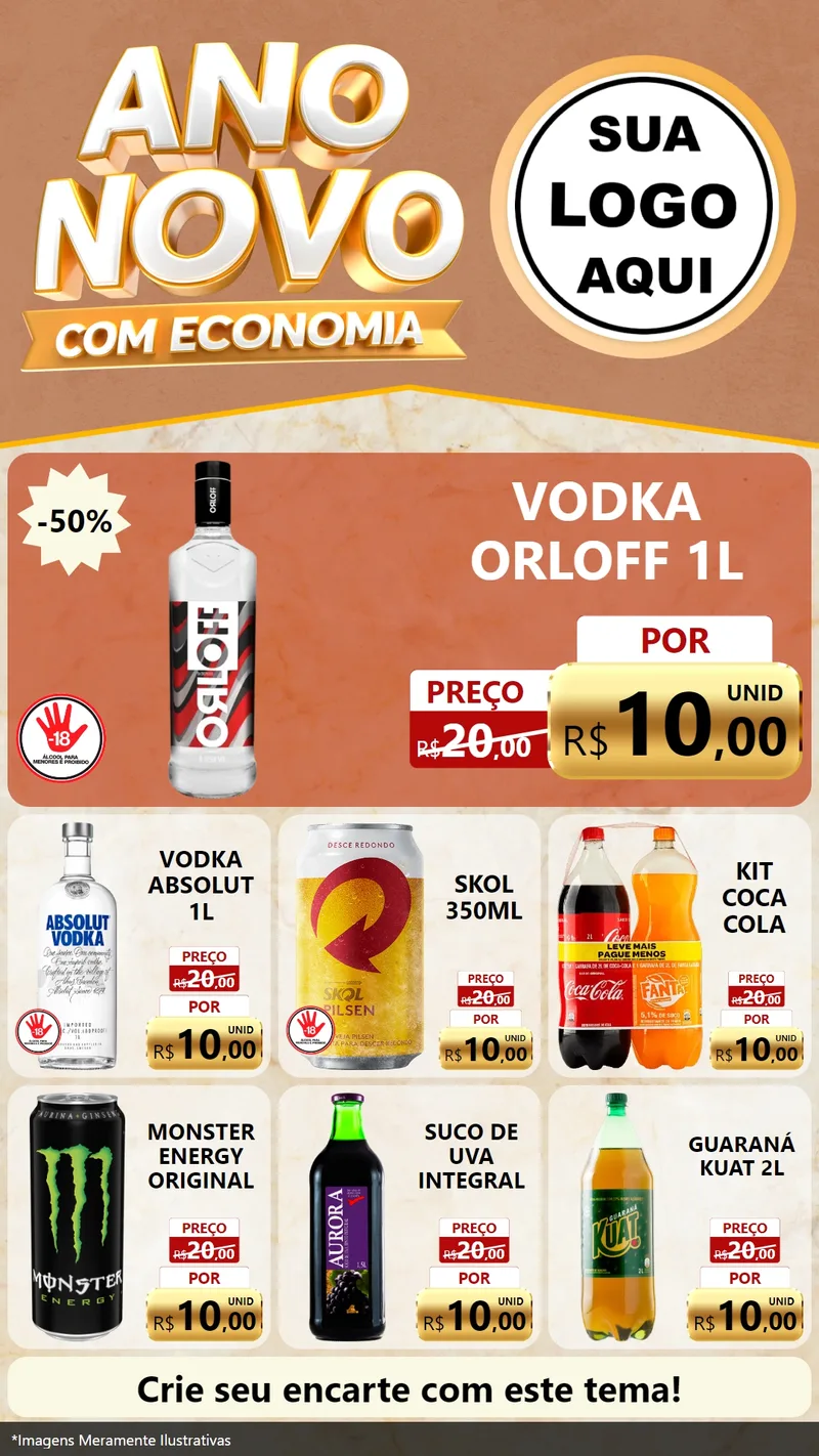 Modelo de Rede Social para Stories com o tema Ano Novo Com Economia para Distribuidora de bebidas