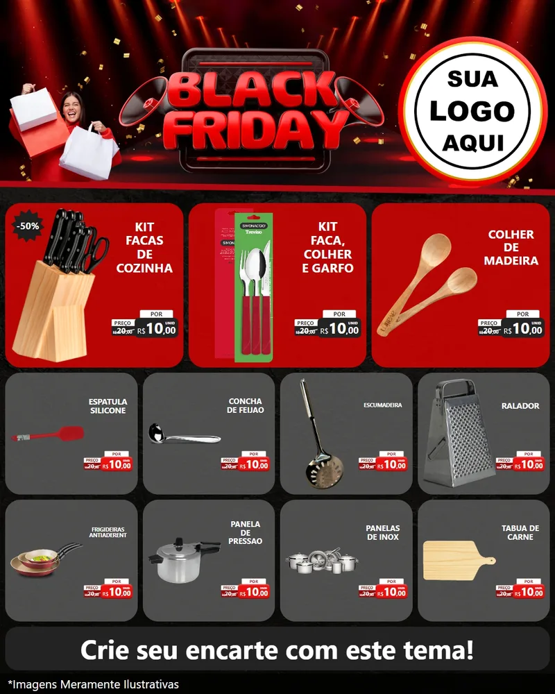 Modelo de Rede Social para Feed Instagram com o tema Black Friday para Utilidades Domésticas