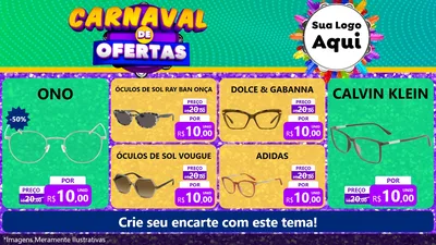 Modelo de TV para TV Horizontal com o tema Carnaval de Ofertas para Óticas