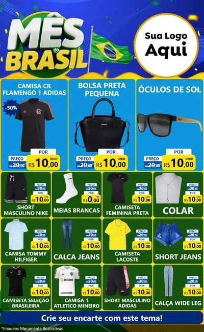 Modelo de Encarte para Encarte Grande com o tema Mês do Brasil para Roupas e acessórios