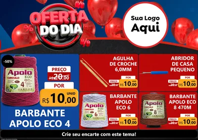 Modelo de Encarte para Encarte A4 Horizontal com o tema Oferta do Dia para Armarinho e Aviamentos