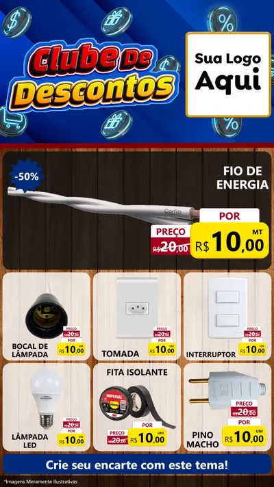 Modelo de Rede Social para Stories com o tema Clube de Descontos para Materiais Elétricos